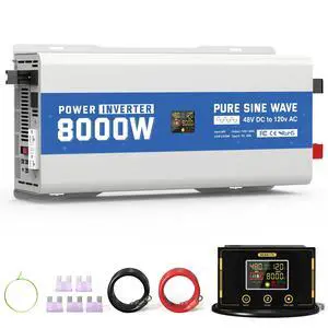 ASMONTRIC 8000 Watt Pure Sine Wave Inverter, 48V DC to 120V AC Power Inverter with LCD Display, GFCI Outlet, USB Port, 4 AC Outlets for Truck, Boat, Camping, Outdoor, Solar System,Gray Blue ASMONTRIC 8000 Watt Pure Sine Wave Inverter, 48V DC to 120V AC Power Inverter with LCD Display, GFCI Outlet, USB Port, 4 AC Outlets for Truck, Boat, Camping, Outdoor, Solar System,Gray Blue