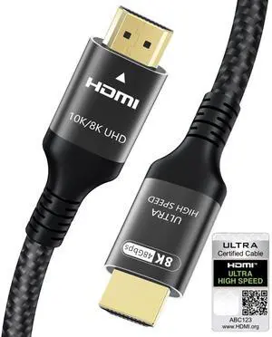 Certified 10K 8K 4K HDMI 2.1 Cable 25FT, 48Gbps Ultra High Speed HDMI Cord Certified 10K 8K 4K HDMI 2.1 Cable 25FT, 48Gbps Ultra High Speed HDMI Cord