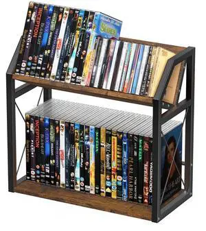 PAPAGIFTREE 2-Tier CD & DVD Storage Shelf for Display, Tilting CD Organizer Stand, Wooden Metal Holder Rack Store Up to 40 Jewel Cases & 28 DVD Cases Per Tier for Home Countertop Storage Tower PAPAGIFTREE 2-Tier CD & DVD Storage Shelf for Display, Tilting CD Organizer Stand, Wooden Metal Holder Rack Store Up to 40 Jewel Cases & 28 DVD Cases Per Tier for Home Countertop Storage Tower