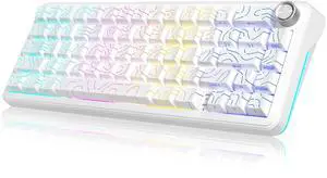 RedThunder K65 Wireless Mechanical Keyboard, CNC Knob, Tri-Mode BT5.0/2.4GHz/USB-C Hot Swappable Custom, Pre-lubed Linear Coconut Switches, Gasket Structure, RGB Gaming Keyboard, White Contour RedThunder K65 Wireless Mechanical Keyboard, CNC Knob, Tri-Mode BT5.0/2.4GHz/USB-C Hot Swappable Custom, Pre-lubed Linear Coconut Switches, Gasket Structure, RGB Gaming Keyboard, White Contour