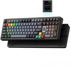 Keymatic Mechanical Keyboard Wireless,98% Pink Creamy Keyboard Gaming Keyboard,3 Mode with Multimedia Screen,RGB Backlit,Black Keymatic Mechanical Keyboard Wireless,98% Pink Creamy Keyboard Gaming Keyboard,3 Mode with Multimedia Screen,RGB Backlit,Black