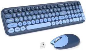 Wireless Keyboard and Mouse Combo, Typewriter Keyboard with Compact Size, Cute Cat Shaped Mouse, USB Plug and Play for Windows, Computer, PC, Laptop, Desktop (Blue Gradient) Wireless Keyboard and Mouse Combo, Typewriter Keyboard with Compact Size, Cute Cat Shaped Mouse, USB Plug and Play for Windows, Computer, PC, Laptop, Desktop (Blue Gradient)