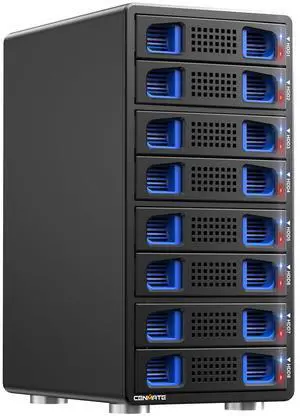 CENMATE Aluminum 8 Bay 10Gbps Hard Drive Enclosure with Cooling Fan for 2.5/3.5" SATA HDD/SSD with USB A/C 3.2 Gen 2, Support Hot Swappable, Tool-Free HDD Enclosure, DAS(NO RAID/NAS) CENMATE Aluminum 8 Bay 10Gbps Hard Drive Enclosure with Cooling Fan for 2.5/3.5" SATA HDD/SSD with USB A/C 3.2 Gen 2, Support Hot Swappable, Tool-Free HDD Enclosure, DAS(NO RAID/NAS)