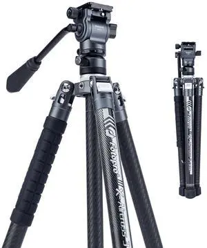 Fotopro 62" Video Camera Tripod with Fluid Head for Smooth Panning, Carbon Fiber Travel Tripod, Ultralight 2.4lbs, 11lbs Load, for Telephoto Wildlife Birding Camcorder, X-Aircross 3 Video Fotopro 62" Video Camera Tripod with Fluid Head for Smooth Panning, Carbon Fiber Travel Tripod, Ultralight 2.4lbs, 11lbs Load, for Telephoto Wildlife Birding Camcorder, X-Aircross 3 Video