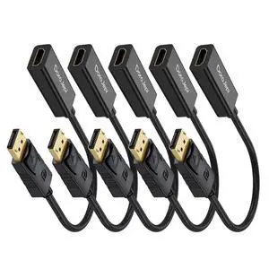 DoroJepi 4K DisplayPort to HDMI Adapter 5 Pack, Uni-Directional Display Port (DP) Male to HDMI Female Converter Compatible with Laptop/Computer/AMD/NVIDIA, Monitor/HDTV/Projector DoroJepi 4K DisplayPort to HDMI Adapter 5 Pack, Uni-Directional Display Port (DP) Male to HDMI Female Converter Compatible with Laptop/Computer/AMD/NVIDIA, Monitor/HDTV/Projector