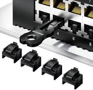 AMPCOM RJ45 Port Lock 100-Pack 3-Point Tamper-Proof Blocker w/ 2 Keys Black AMPCOM RJ45 Port Lock 100-Pack 3-Point Tamper-Proof Blocker w/ 2 Keys Black