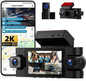 5G-WiFi 4 Channel Dash Cam 360 View, 2K FHD Front and 1080P Rear Inside,Left Right Dash Camera for Cars,Night Vision,Loop Recording, GPS,Reversing Display, 24H Parking Mode, G-Sensor, APP Control 5G-WiFi 4 Channel Dash Cam 360 View, 2K FHD Front and 1080P Rear Inside,Left Right Dash Camera for Cars,Night Vision,Loop Recording, GPS,Reversing Display, 24H Parking Mode, G-Sensor, APP Control