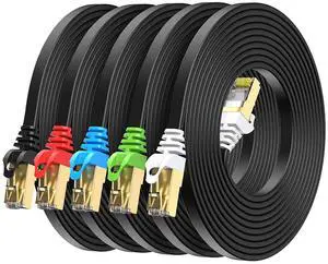 BUSOHE Cat8 Ethernet Cable 15FT 5 Pack Multi Color, 40Gbps 2000MHz Cat-8 Flat Computer Internet LAN Network Patch Cable Cord, High Speed Cat8 Cable with Gold Plated RJ45 Connector - 15 Feet BUSOHE Cat8 Ethernet Cable 15FT 5 Pack Multi Color, 40Gbps 2000MHz Cat-8 Flat Computer Internet LAN Network Patch Cable Cord, High Speed Cat8 Cable with Gold Plated RJ45 Connector - 15 Feet