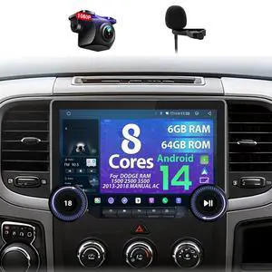 Car Radio for Dodge Ram 1500/2500/3500 13-18 Manual AC Dual Knobs, 6+64G Car Radio for Dodge Ram 1500/2500/3500 13-18 Manual AC Dual Knobs, 6+64G