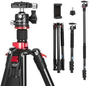 CAVIX 78.7 inch/200cm Aluminum Tripod, 2-in-1 Travel Tripod and Monopod Combo, Foldable 4-Section Lightweight with 360Ball Head and Quick Release Plate, Load Capacity 22 lbs for DSLR Camcorder CAVIX 78.7 inch/200cm Aluminum Tripod, 2-in-1 Travel Tripod and Monopod Combo, Foldable 4-Section Lightweight with 360Ball Head and Quick Release Plate, Load Capacity 22 lbs for DSLR Camcorder