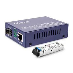 Gigabit Ethernet Media Converter, 10/100/1000Mbps Networks Ethernet to Fiber Media Converter, with 1pcs 1000Base-LX SFP Module (1.25Gb/s, Single-Mode, Dual LC, 1310nm, 20km) Gigabit Ethernet Media Converter, 10/100/1000Mbps Networks Ethernet to Fiber Media Converter, with 1pcs 1000Base-LX SFP Module (1.25Gb/s, Single-Mode, Dual LC, 1310nm, 20km)