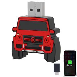 Aieloar Wireless CarPlay Adapter for iPhone - for Daily Commute & Road Trip, No App Needed, Plug & Play Convert Wired to Wireless, Ultra-Compact 4x4 SUV Design with Low Latency -Red Aieloar Wireless CarPlay Adapter for iPhone - for Daily Commute & Road Trip, No App Needed, Plug & Play Convert Wired to Wireless, Ultra-Compact 4x4 SUV Design with Low Latency -Red