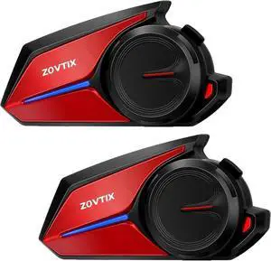 ZOVTIX Motorcycle Helmet Headset 8 Riders Communication System X8 Intercom with Music Sharing/HiFi Sound/3 EQ Music Modes/DSP&CVC Noise Cancellation/IP67/FM Radio - X8-Red 2 Pack ZOVTIX Motorcycle Helmet Headset 8 Riders Communication System X8 Intercom with Music Sharing/HiFi Sound/3 EQ Music Modes/DSP&CVC Noise Cancellation/IP67/FM Radio - X8-Red 2 Pack