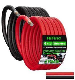 HiFind 4 Gauge AWG Power Ground Wire Cable 35 Ft/2 Pack, True Spec Shielded Braided Welding Battery Cable Terminal for Automotive, Car Audio, Amp Wiring,Speaker Stereo,Solar,Marine,Generator-Red+Black HiFind 4 Gauge AWG Power Ground Wire Cable 35 Ft/2 Pack, True Spec Shielded Braided Welding Battery Cable Terminal for Automotive, Car Audio, Amp Wiring,Speaker Stereo,Solar,Marine,Generator-Red+Black