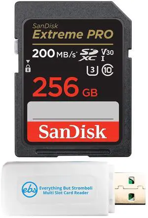 SanDisk 256GB Extreme Pro UHS-I SD U3 A2 V30 Memory Card Works with Sony Mirrorless Camera ZV-E1 (SDSDXXD-256G-GN4IN) 4K UHD Bundle with (1) Everything But Stromboli SDXC Card Reader SanDisk 256GB Extreme Pro UHS-I SD U3 A2 V30 Memory Card Works with Sony Mirrorless Camera ZV-E1 (SDSDXXD-256G-GN4IN) 4K UHD Bundle with (1) Everything But Stromboli SDXC Card Reader