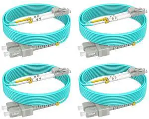 LC to SC Multimode Fiber Patch Cable, 10ft/3m-4 Pack OM3 Fiber Cable, Options 3ft~30ft, 10G, Duplex, LC to SC Multimode Fiber Patch Cable, 10ft/3m-4 Pack OM3 Fiber Cable, Options 3ft~30ft, 10G, Duplex,