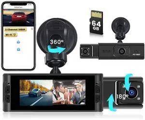 Inefala Dual Channel Dash Camera, Car Cam FHD 1080P Front and Inside Dash Cam with 64GB Card, Built-in WiFi/APP, Loop Recording, Motion Detection, Exposure Adjustment, Screen Saver Inefala Dual Channel Dash Camera, Car Cam FHD 1080P Front and Inside Dash Cam with 64GB Card, Built-in WiFi/APP, Loop Recording, Motion Detection, Exposure Adjustment, Screen Saver