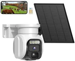 4G LTE Cellular Solar Security Camera Wireless Outdoor, No WiFi Solar Powere Camera Built in SIM Card & Subscription Fee, 350 Live View, 2K Camera with 2 Way Talk, PIR Motion Sensor, Cloud Stor 4G LTE Cellular Solar Security Camera Wireless Outdoor, No WiFi Solar Powere Camera Built in SIM Card & Subscription Fee, 350 Live View, 2K Camera with 2 Way Talk, PIR Motion Sensor, Cloud Stor