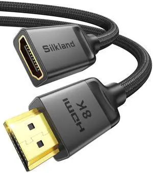 Silkland 8K HDMI Extension Cable 10FT/3M HDMI Extender 2.1, 8K@60hz 4K@120hz HDMI Male to Female Adapter, Ultra High Speed 48Gbps Hdmi Cord Compatible with Fire Stick Roku TV Blu-Ray Laptop PS5 PS4 Silkland 8K HDMI Extension Cable 10FT/3M HDMI Extender 2.1, 8K@60hz 4K@120hz HDMI Male to Female Adapter, Ultra High Speed 48Gbps Hdmi Cord Compatible with Fire Stick Roku TV Blu-Ray Laptop PS5 PS4