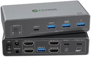 USB C HDMI KVM Switch 2 Monitors 2 Computers,4K@60HZ Dual Monitors KVM Switches for 1 PC + 1 Laptops Share Mouse Keyboard and 2 Screens,4 USB3.0 Devices,100W PD for Laptop USB C HDMI KVM Switch 2 Monitors 2 Computers,4K@60HZ Dual Monitors KVM Switches for 1 PC + 1 Laptops Share Mouse Keyboard and 2 Screens,4 USB3.0 Devices,100W PD for Laptop