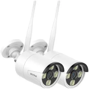 ANNKE 2 Pack 2K Add-On Wi-Fi Outdoor Security Cameras, 3MP Wireless Surveillance IP Cameras with Human Detection, Two-Way Audio, 24/7 All-Day Monitoring, IP66 Waterproof ANNKE 2 Pack 2K Add-On Wi-Fi Outdoor Security Cameras, 3MP Wireless Surveillance IP Cameras with Human Detection, Two-Way Audio, 24/7 All-Day Monitoring, IP66 Waterproof