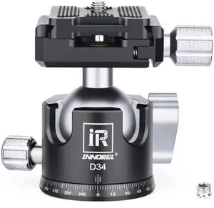 INNOREL D34 34mm Low Profile Tripod Ball Head Professional All Metal CNC Panoramic Camera Tripod Head for Monopod,DSLR Cameras,Camcorder,DV with 1/4" Arca Swiss Quick Release Plate Load 33lb/15kg INNOREL D34 34mm Low Profile Tripod Ball Head Professional All Metal CNC Panoramic Camera Tripod Head for Monopod,DSLR Cameras,Camcorder,DV with 1/4" Arca Swiss Quick Release Plate Load 33lb/15kg