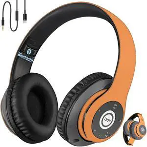 iJoy Bluetooth Headphones Over Ear, Wireless and Wired Foldable Headset Built-in Microphone, FM, Micro SD Card Slot - (Orange) Adults Kids Men Women iJoy Bluetooth Headphones Over Ear, Wireless and Wired Foldable Headset Built-in Microphone, FM, Micro SD Card Slot - (Orange) Adults Kids Men Women