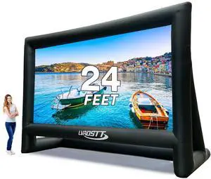 Inflatable Projector Screen, 24FT Blow Up Movie Screen Outdoor Projector, Easy Set Up One-Piece Design Front & Rear Projection with Air Blower for Outside Backyard Family Movie Night Pool Party Inflatable Projector Screen, 24FT Blow Up Movie Screen Outdoor Projector, Easy Set Up One-Piece Design Front & Rear Projection with Air Blower for Outside Backyard Family Movie Night Pool Party