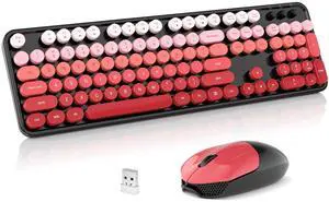 SQMD Wireless Keyboard and Mouse Combo, 2.4GHz Retro Full-Size Typewriter Keyboard with Number Pad and Wireless Mouse for PC/Laptop/Desktop/Windows (Black Red) SQMD Wireless Keyboard and Mouse Combo, 2.4GHz Retro Full-Size Typewriter Keyboard with Number Pad and Wireless Mouse for PC/Laptop/Desktop/Windows (Black Red)