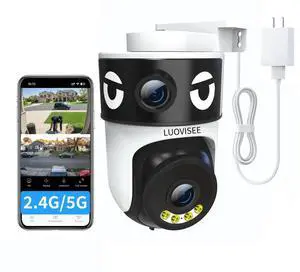 Luovisee Dual Lens Security Camera Outdoor/Indoor,Wired Camera for Home Security for Plug-in 24/7 Continuous Recording,360 View Pan/Tilt,Siren Alarm,Two Way Audio,2.4GHz Wi-Fi Luovisee Dual Lens Security Camera Outdoor/Indoor,Wired Camera for Home Security for Plug-in 24/7 Continuous Recording,360 View Pan/Tilt,Siren Alarm,Two Way Audio,2.4GHz Wi-Fi