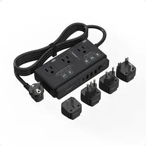 220V to 110V Converter, TESSAN Travel Voltage Converter with 4 USB Ports (1 USB C), 3 AC Outlet and EU UK AU IT Universal Travel Adaptor, Step Down Transformer Power Outlet Adapter Combo Black 220V to 110V Converter, TESSAN Travel Voltage Converter with 4 USB Ports (1 USB C), 3 AC Outlet and EU UK AU IT Universal Travel Adaptor, Step Down Transformer Power Outlet Adapter Combo Black