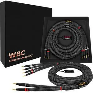 WORLDS BEST CABLES 8 Foot Ultimate - 7 AWG - Ultra-Pure OFC Extra Premium Audiophile HiFi Bi-Wire Speaker Cable Pair with Eminence Gold Banana Plugs & Carbon Tweed Jacket WORLDS BEST CABLES 8 Foot Ultimate - 7 AWG - Ultra-Pure OFC Extra Premium Audiophile HiFi Bi-Wire Speaker Cable Pair with Eminence Gold Banana Plugs & Carbon Tweed Jacket