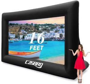 Inflatable Projector Screen - 16FT Outdoor Movie Screen Blow Up for Movie Parties Backyard Outside with Air Blower and Carry Bag, Front and Rear Projection Inflatable Projector Screen - 16FT Outdoor Movie Screen Blow Up for Movie Parties Backyard Outside with Air Blower and Carry Bag, Front and Rear Projection