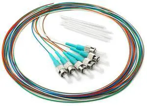 Bangun 6 Strand Multimode OM3 50/125 ST-UPC Fiber Pigtail, ST OM3 Fiber Optic Pigtail, Includes 6 Fiber Optic Fusion Splice Protective Shrink Sleeves Bangun 6 Strand Multimode OM3 50/125 ST-UPC Fiber Pigtail, ST OM3 Fiber Optic Pigtail, Includes 6 Fiber Optic Fusion Splice Protective Shrink Sleeves