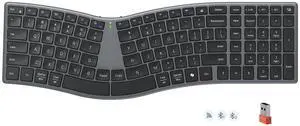 MEETION Wireless Ergonomic Keyboard, S-Curve Design Split Keyboard, 2.4G Wireless & Dual Bluetooth Keyboards, Slim Low-Profile Keys, Type-C Rechargeable, Full-Size Layout for Windows, Ma MEETION Wireless Ergonomic Keyboard, S-Curve Design Split Keyboard, 2.4G Wireless & Dual Bluetooth Keyboards, Slim Low-Profile Keys, Type-C Rechargeable, Full-Size Layout for Windows, Ma