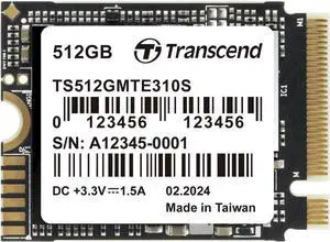 Transcend MTE310 512GB NVMe 2230 SSD, Up to 3,300MB/s, PCIe Gen4 M.2 2230 Internal SSD, for Steam Deck, ROG Ally, Surface Pro, Legion Go, Ultrabook, Gaming Devices, SLC Cache with HMB, Single-Sided Transcend MTE310 512GB NVMe 2230 SSD, Up to 3,300MB/s, PCIe Gen4 M.2 2230 Internal SSD, for Steam Deck, ROG Ally, Surface Pro, Legion Go, Ultrabook, Gaming Devices, SLC Cache with HMB, Single-Sided