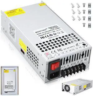 BOSYTRO Upgraded Output Port 24V 50A 1200W DC Switching Power Supply, Universal Transformers PSU AC110V/220V (SMPS), 24 Volt Power Supply for 3D Printer, CCTV, DC Motor(Without Power Cord) BOSYTRO Upgraded Output Port 24V 50A 1200W DC Switching Power Supply, Universal Transformers PSU AC110V/220V (SMPS), 24 Volt Power Supply for 3D Printer, CCTV, DC Motor(Without Power Cord)