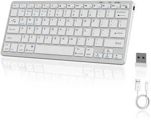 SQQSOOZ Wireless Bluetooth Keyboard, 2.4G BT Keyboard for Windows/Android/iOS, Ultra-Thin 78 Keys, Rechargeable, Quiet Typing, Type-C USB, for Laptop/Desktop/Smart TV/PC, Sliver White SQQSOOZ Wireless Bluetooth Keyboard, 2.4G BT Keyboard for Windows/Android/iOS, Ultra-Thin 78 Keys, Rechargeable, Quiet Typing, Type-C USB, for Laptop/Desktop/Smart TV/PC, Sliver White