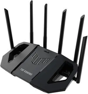 ASUS TUF Gaming BE6500 WiFi 7 Router - Dual-Band, Up to 6.5 Gbps Wireless, Game Accelerator, Multi-Link Operation (MLO), (x4) 2.5GbE Ports, Mesh + VPN Compatible, & Subscription-Free Network ASUS TUF Gaming BE6500 WiFi 7 Router - Dual-Band, Up to 6.5 Gbps Wireless, Game Accelerator, Multi-Link Operation (MLO), (x4) 2.5GbE Ports, Mesh + VPN Compatible, & Subscription-Free Network
