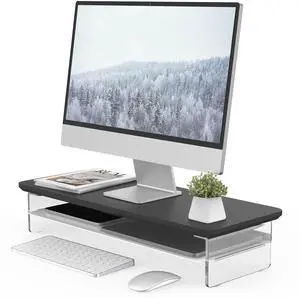 Fenge Acrylic Monitor Stand Riser, 23.6 Inches Monitor Stand with Metal Storage, 2 Tier Acrylic Computer Riser for Desk, Clear Laptop Stand for PC, Laptop, Printer, TV Fenge Acrylic Monitor Stand Riser, 23.6 Inches Monitor Stand with Metal Storage, 2 Tier Acrylic Computer Riser for Desk, Clear Laptop Stand for PC, Laptop, Printer, TV