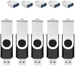 5 Pack 128GB USB Flash Drive with Type C Adapter and Storage Box USB 2.0 High Speed Metal Pen Drive 360 Rotatable Storage Memory Stick for Phone/Pad/PC/Laptop/Android - Black(5-Pack 128GB) 5 Pack 128GB USB Flash Drive with Type C Adapter and Storage Box USB 2.0 High Speed Metal Pen Drive 360 Rotatable Storage Memory Stick for Phone/Pad/PC/Laptop/Android - Black(5-Pack 128GB)