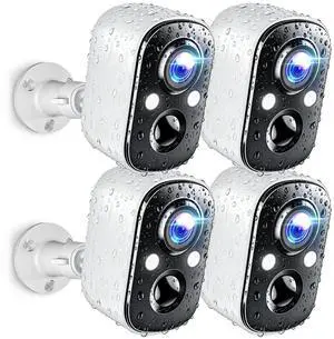 Techage Security Cameras Wireless Outdoor, 2K Battery Powered WiFi Cameras for Home Security with AI Motion Detection, Color Night Vision, 2-Way Talk, IP66 Waterproof, Cloud/SD Storage 4 Pack Techage Security Cameras Wireless Outdoor, 2K Battery Powered WiFi Cameras for Home Security with AI Motion Detection, Color Night Vision, 2-Way Talk, IP66 Waterproof, Cloud/SD Storage 4 Pack