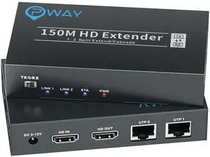 PWAY 500ft HDMI Extender, Cascade Splitter Mirror Multiple Videos, Remotely 1080P HDMI Over Ethernet Cat5e Cat6, Support Loopout, Daisy Chain, PW-DT267 PWAY 500ft HDMI Extender, Cascade Splitter Mirror Multiple Videos, Remotely 1080P HDMI Over Ethernet Cat5e Cat6, Support Loopout, Daisy Chain, PW-DT267