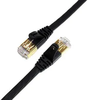 Tera Grand - 75FT - CAT7 10 Gigabit Ethernet Ultra Flat Patch Cable for Modem Router LAN Network, Gold Plated Shielded RJ45 Connectors, Faster Than CAT6a CAT6 CAT5e, Black Tera Grand - 75FT - CAT7 10 Gigabit Ethernet Ultra Flat Patch Cable for Modem Router LAN Network, Gold Plated Shielded RJ45 Connectors, Faster Than CAT6a CAT6 CAT5e, Black