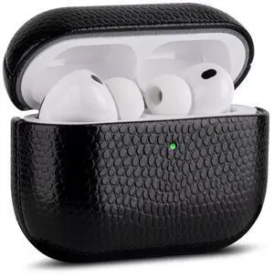 Haobobro Handmade Case - for AirPods Pro 3 Case Cover - Selected Vegan Leather, Lizard Skin Texture, Drop Protective Hard Shell Cover for AirPods Pro 3rd Generation Earbuds - Black Haobobro Handmade Case - for AirPods Pro 3 Case Cover - Selected Vegan Leather, Lizard Skin Texture, Drop Protective Hard Shell Cover for AirPods Pro 3rd Generation Earbuds - Black