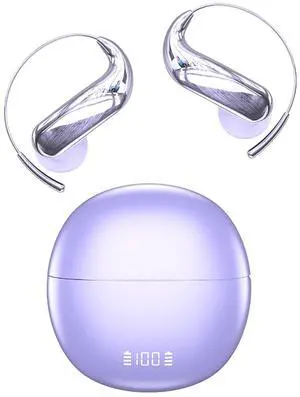 Purple Wireless Open Ear Earbuds with Ear Hook Around Over The Ear Sport Air Bone Conduction Bluetooth Earbuds That Don't Go in Ear for Exercising Running Headphones with Microphone Headsets Ea Purple Wireless Open Ear Earbuds with Ear Hook Around Over The Ear Sport Air Bone Conduction Bluetooth Earbuds That Don't Go in Ear for Exercising Running Headphones with Microphone Headsets Ea