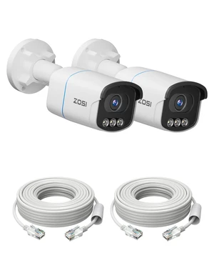 ZOSI C186 5MP Security PoE Camera, 2 Pack Wired Audio Bullet IP Camera ZOSI C186 5MP Security PoE Camera, 2 Pack Wired Audio Bullet IP Camera