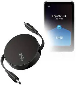 BoxWave Cable Compatible with Pocketalk Plus Voice Translator - PD miniSync (240W), Retractable PD 240W Portable USB Type-C Cable - Jet Black BoxWave Cable Compatible with Pocketalk Plus Voice Translator - PD miniSync (240W), Retractable PD 240W Portable USB Type-C Cable - Jet Black