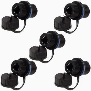 ANMBEST 5PCS Panel Mounting Shielded RJ45 Waterproof Cat5/5e/6 8P8C Connector Ethernet LAN Cable Connector Double Head Adapter with Waterproof/Dust Cap ANMBEST 5PCS Panel Mounting Shielded RJ45 Waterproof Cat5/5e/6 8P8C Connector Ethernet LAN Cable Connector Double Head Adapter with Waterproof/Dust Cap