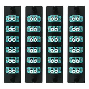 Duogalia 6 Duplex LC/OM3 Fiber Patch Panel with Duplex Multimode Aqua Blue LC Adapters, 12 Fiber Ports (4-Pack) Duogalia 6 Duplex LC/OM3 Fiber Patch Panel with Duplex Multimode Aqua Blue LC Adapters, 12 Fiber Ports (4-Pack)